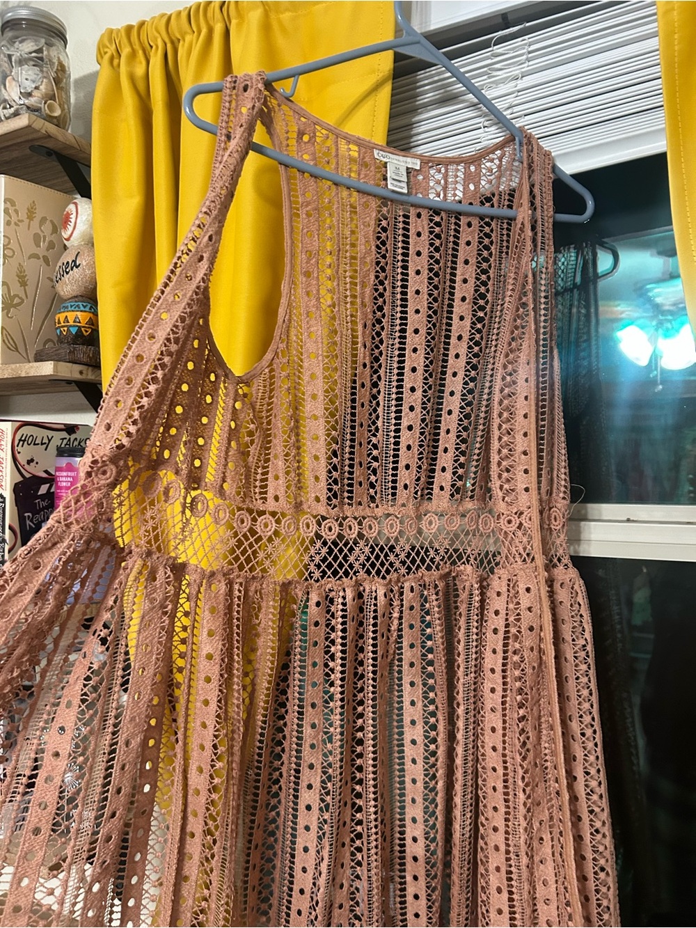 Cato Crochet Lace Midi Dress in Dusty Mauve - Picture 2 of 2